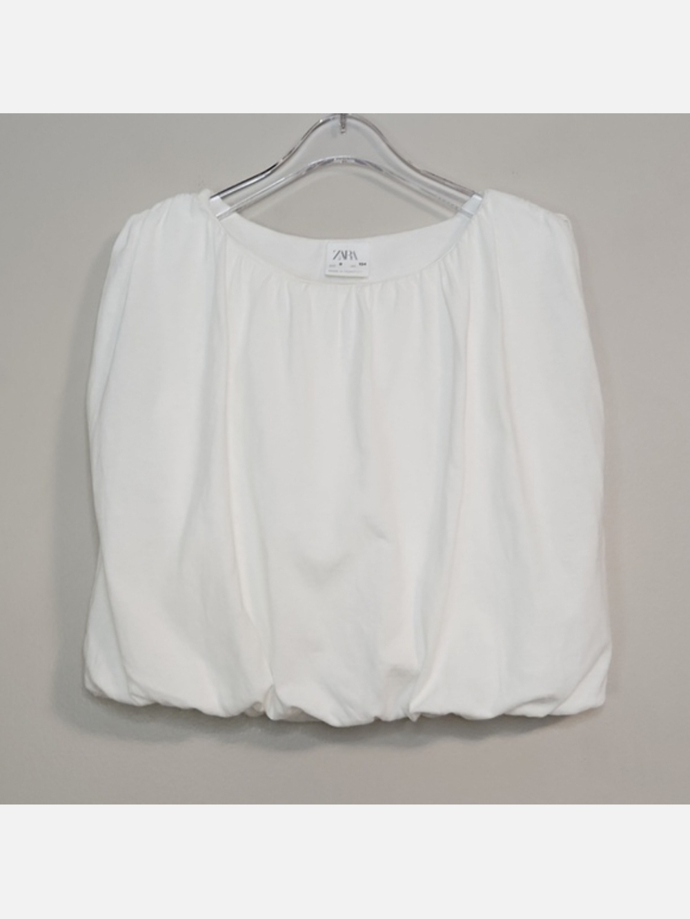 Zara Girls 100% Cotton White Bubble Sleeveless Crop Top, Size 9 ~ EUC